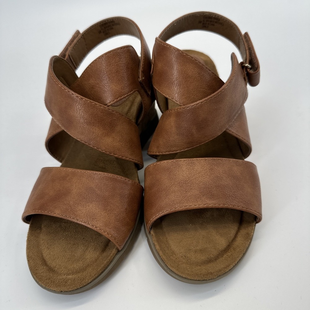 Eurosoft by Sofft Brown Strappy Wedge Sandals Hook & Loop Synthetic Womens Sz 8 - Picture 3 of 10